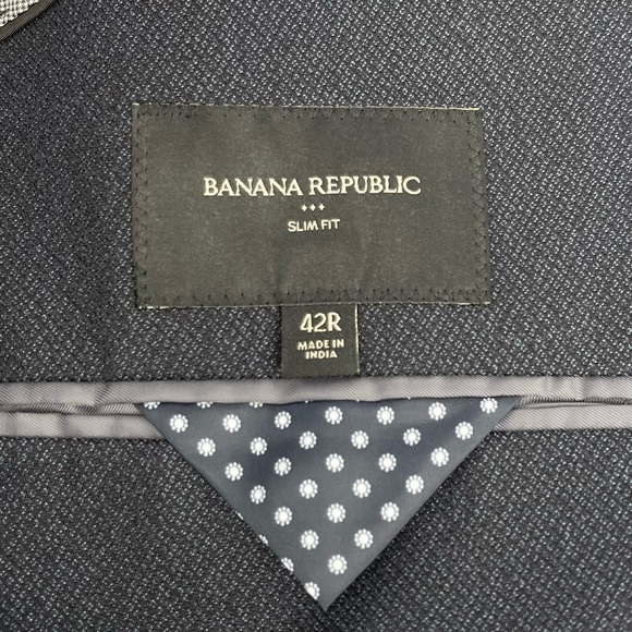 Banana Republic Mens Sport Coat Blazer Two Button Suit Jacket Blue 42R Slim Fit - Picture 2 of 12